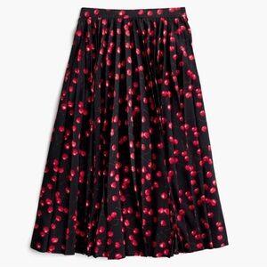 NWT J. Crew Sz 16 Red + Black Cherry Print Pleated Midi Skirt Novelty Print🍒